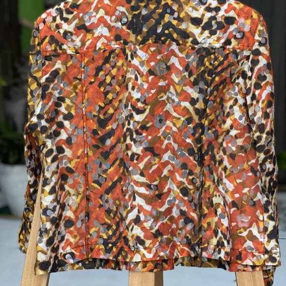 RUBY Rd Petite Linen Blend Multicolor Camouflage Short Jacket M - Picture 10 of 17